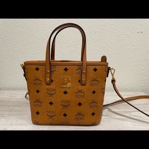 MCM Mini Anya Visetos Top Zip Shopper Tote